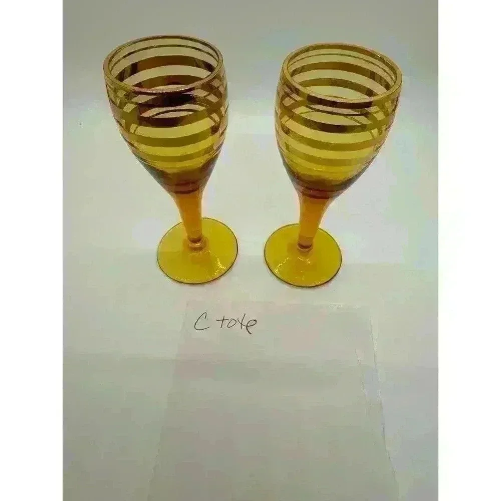 MCM Vintage Gold Banded Cordial Glasses Set of Two Excellent Condition